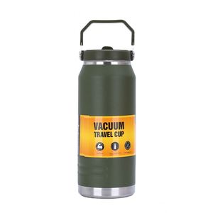 LOGO 1600Ml 1.6L Handheld Insulated Canister 304 Stainless Steel Vacuum Large Capacity Ice King Flask Water <b>Bottle</b> With Straw - Product Image 1