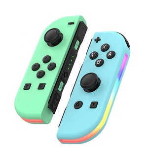 Manette <span class=keywords><strong>de</strong></span> jeu Joy-Con <span class=keywords><strong>Animal</strong></span> <span class=keywords><strong>Crossing</strong></span> vert pastel bleu gauche et droite avec éclairage RGB, fonction Turbo et moteur <span class=keywords><strong>de</strong></span> vibration six axes - Product Image 1