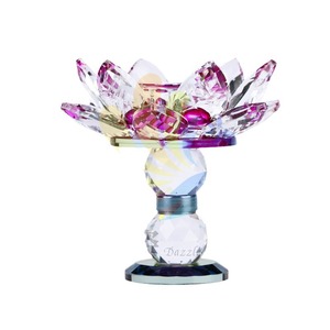 Dazzle Crystal Lotus Candle Holder Colorful Religious Offering Lamp Heat Resistant Windproof <b>Candlestick</b> For Buddhist Use - Product Image 5