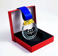 MH-NJ0165 Médaille de sport personnalisée en cristal haut de gamme MVP ronde en or, argent, bronze, 5 cm, 6 cm, 7 cm, 8 cm