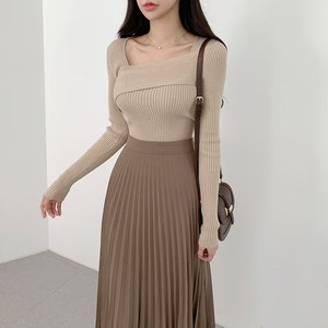 Superventas Top de ganchillo elegante ajustado para mujer Cuello irregular Prendas de punto de color sólido Diseño antiarrugas-Directo de fábrica - Product Image 6