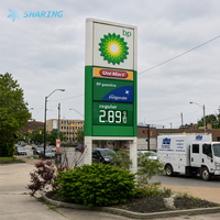 Panneau de signalisation manuel pour station-service avec affichage double prix (essence et diesel) et promotion Ring Marathon Cash, durable