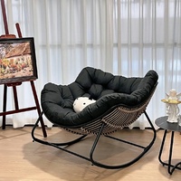 Fauteuil à bascule durable et confortable avec structure métallique - Design moderne, revêtement en lin, utilisation en salon, fauteuil multifonctionnel pour adultes