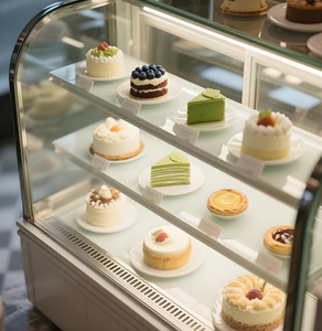 Gabinete de exhibición de mousse y postre de escritorio <span class=keywords><strong>vertical</strong></span> comercial refrigerado para repostería Sushi Almacenamiento de frutas y alimentos cocidos - Product Image 3