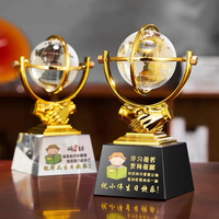 Cadeaux souvenirs Crystal Gold Globe Trophée Personnalisé Clear Earth Ball Crystal Trophy Award MH-N18