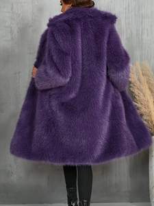 Cappotto <span class=keywords><strong>Trench</strong></span> da Donna in Ecopelliccia Intrecciata con Collo Rovesciato e Bottoni Coperti, Design Formale Invernale, Colore Personalizzabile - Product Image 4