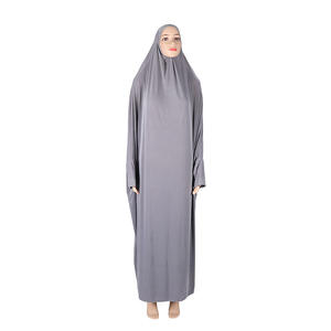Robe longue hijab couleur unie Vente en gros Abaya ethnique extensible multicolore Robe musulmane pour femme - Product Image 4