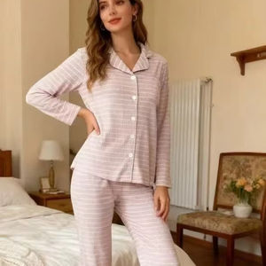 Manufacturer for Custom Printing Pijamas Woman Bamboo Modal Cotton Pointelle Pyjamas Femme <b>Pjs</b> Pj Pajamas for Women <b>Sets</b> - Product Image 2