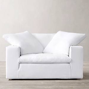 Canapé d'angle trois places de style américain moderne et minimaliste, avec chaise longue à accoudoir gauche, garnissage en éponge, tissu en lin et coton, pour usage commercial et hôtelier - Product Image 3