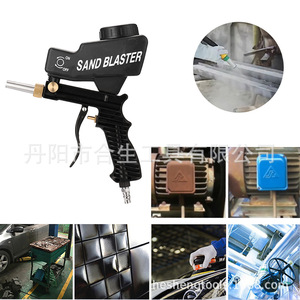 Héshé Pistolet de sablage pneumatique portatif bleu-noir en aluminium et fonte, pour détartrage et décapage, avec tuyau - Product Image 5