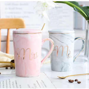 Set <span class=keywords><strong>di</strong></span> Tazze in Ceramica Stile Europeo con Motivo Marmorizzato, <span class=keywords><strong>Regalo</strong></span> per Matrimonio e San Valentino, Tazze da Caffè per Coppie, Personalizzazione Logo Disponibile - Product Image 3