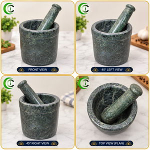 CCI Premium - Juego de Mortero y Pilón de Mármol de 8 Pulgadas con Mango a Juego para Cocina Casera y Restaurantes - Product Image 3