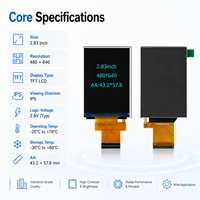 Pantalla LCD TFT IPS Personalizada de 2.83 Pulgadas, 480x640, Módulo Compacto de 2.2mm de Grosor, Interfaz MIPI, Controlador IC ST7701SN para Dispositivos Portátiles