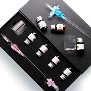 Stylos en verre soufflé de Murano pour <span class=keywords><strong>calligraphie</strong></span> artistique, signature, fleurs, cristaux, encre colorée, coffret cadeau pour étudiants - Product Image 2