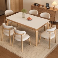 Ensemble table et chaises de salle à manger rectangulaire en marbre et bois massif, style nordique, luxe moderne, 4 à 6 places, mobilier complet, designs domestiques, dernières nouveautés
