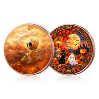 Pièce de collection commémorative d'Halloween en cuivre pur de 1 oz, motif fantôme coloré, chat noir, citrouille, épouvantail