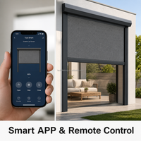 Persianas enrollables motorizadas con certificación CE para exteriores, resistentes al viento, con tela opaca impermeable para gazebo y patio.