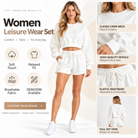 Ensemble de sweat-shirts courts en mélange de coton avec broderie de lettres, style bureau et décontracté, universel quatre saisons, vêtements de sport transfrontaliers, deux pièces