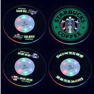 Posavasos Luminoso Transparente Antideslizante <span class=keywords><strong>de</strong></span> Acrílico, Posavasos LED con Sensor <span class=keywords><strong>de</strong></span> <span class=keywords><strong>Gravedad</strong></span> para Cócteles, <span class=keywords><strong>Arco</strong></span>íris - Product Image 4