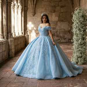 Lsany226 Sky Blue Ball Gown Sweetheart Quinceanera Dresses <b>16</b> Party Princess Appliques Lace Beads Flowers <b>Birthday</b> Vestidos De - Product Image 1