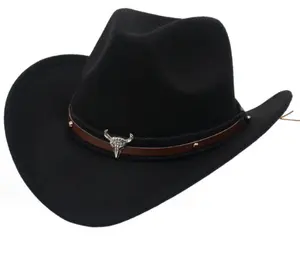Western Cowboy Hat Tibetan Felt Hat New Cow Head Grassland Plateau Ethnic Wind Outdoor Hat