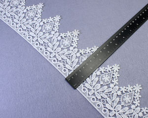 Ucuz gelin dantel Trim elastik Chantilly fransız gipür işlemeli beyaz Polyester elbise için pamuk nakış dantel Trim - Product Image 5