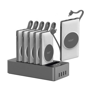 สถานีชาร์จแบตเตอรี่สำรองแบบพกพา WST รุ่นใหม่ ความจุ 10000mah*6 พร้อมแท่นชาร์จไร้สาย สำหรับธุรกิจและร้านอาหาร - Product Image 3