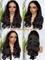 Wig Lace Closure 5x5 Grosir, Rambut Campuran Sintetis dan Rambut Manusia, Wig Rambut Manusia Body Wave # 2 Warna untuk Wanita Kulit Hitam