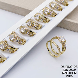 XUPING Jewelry Royal Elegant 14K <strong>Gold</strong> Color Plated Synthetic CZ Bridal Men Women Couple a Pair Proposal Wedding Stone <strong>Ring</strong> <strong>Set</strong> - Product Image 5