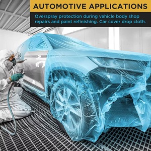 汽车喷漆用预胶带蓝色聚乙烯薄膜卷防尘超喷涂防护罩蓝色预胶带遮蔽薄膜 - Product Image 2