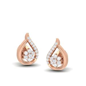 0.50 CT Drop Shape Real Diamond Cluster <b>Earrings</b> | 14K Rose Gold <b>Teardrop</b> Diamond <b>Studs</b> Luxury Bridal Fashion Jewelry for Women - Product Image 1