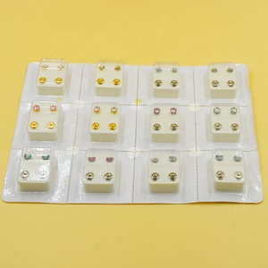 316L In Acciaio e 24K Placcato Oro Orecchini DELLA CZ DELLA Sfera Del Cuore Del Fiore della Stella Corona Farfalla Sterilizzato Confezionato Delle Donne Degli Orecchini regali Dei Monili - Product Image 6