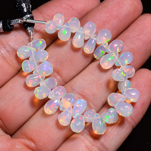 Vente chaude 2025 perles d'opale éthiopienne naturelle avec 4 pouces de longueur et perles d'opale lisse en forme de larme à vendre - Product Image 2