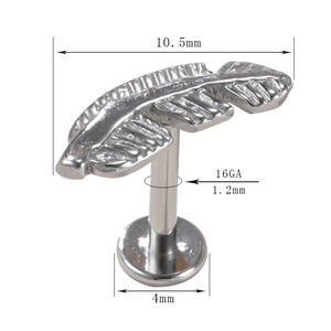 ASTM F136 titanio interno roscado y empujar con colgante de piel TOP Labret labio tachuelas Piercing joyería - Product Image 3