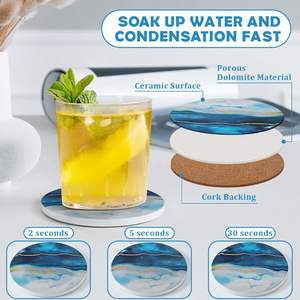 Sous-verres en céramique à bords surélevés - Sous-verres en céramique Yuhe en marbre personnalisés pour le café, le thé et les boissons - Product Image 3