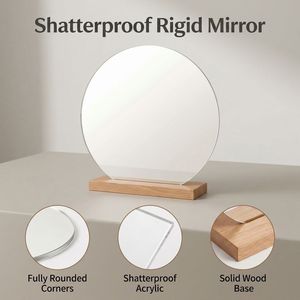OEM Acrylic <b>Decor</b> Mirror Rounded Edge <b>Nursery</b> Bedroom Wall Desk Floor Standing Custom <b>Wooden</b> Stand - Product Image 2