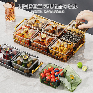 Light Luxury Compartment Fruit <b>Tray</b> With Lid Handle Rectangle Food Storage Container For Party <b>Snacks</b> Nuts Candy Display - Product Image 4
