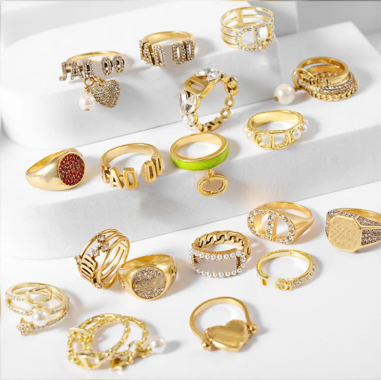 Модные брендовые открытые кольца с изысканным золотым покрытием в форме сердца, роскошные дизайнерские кольца из нержавеющей стали с бриллиантом и цирконием для женщин и мужчин