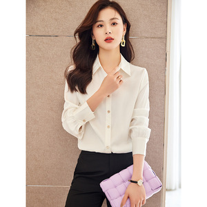 Camisa Roja Transfronteriza 2023 para Mujer, Manga Larga, Estilo Coreano, Ropa Formal, Ropa de Trabajo Profesional, Traje Elegante Azul Marino - Product Image 3