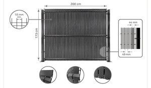 Lames d'intimité en PVC pour panneau de clôture en treillis soudé 3D, kit de lames verticales rigides 49 mm, écran d'intimité de jardin anti-UV, clôture de délimitation - Product Image 3