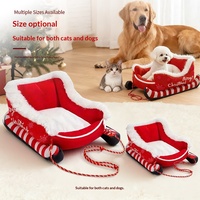 Lit pour animaux de compagnie en peluche sur le thème de Noël, couleur personnalisée, chaleureux pour l'hiver, pour chiens et chats, utilisation en intérieur, design festif universel