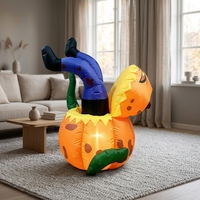 Décoration d'Halloween emblématique pour votre jardin : Jack-o'-lantern orange avec fonction auto-gonflante pour une installation rapide