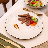 Assiette de petit-déjeuner écologique personnalisée, vaisselle de haute qualité, faible MOQ, ensemble de vaisselle blanche en relief, vaisselle de cuisine, assiettes et bols