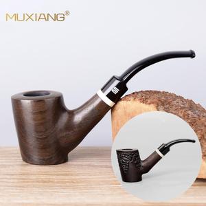 Muxiang Wooden Tobacco Pipe Bent Shape 9mm Carbon Filter For Men Smoking Pipe - Product Image 1