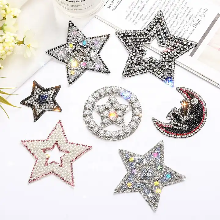 iron on rhinestone star patches for