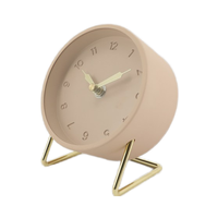 Jam Alarm meja logam Retro kamar tidur, Jam Alarm Analog Vintage, tidak bersuara, samping tempat tidur, ruang tamu, hadiah kamar tidur