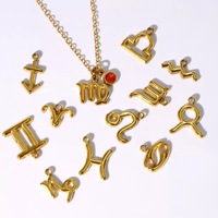 Pendentif en acier inoxydable plaqué or avec les 12 signes du zodiaque, petit breloque pour collier, bracelet, bijoux pour les fêtes