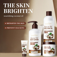 Ensemble de soins hydratants, éclaircissants et raffermissants à l'extrait de noix de coco biologique pour le visage, le corps et les cheveux