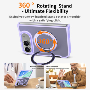 Étui magnétique pour téléphone <span class=keywords><strong>portable</strong></span> <span class=keywords><strong>iPhone</strong></span> Fold Perfect Fit avec protection à 360° °   Support rotatif pour téléphone <span class=keywords><strong>portable</strong></span>, pliable, couleur violet soyeux, avec logo personnalisé - Product Image 2
