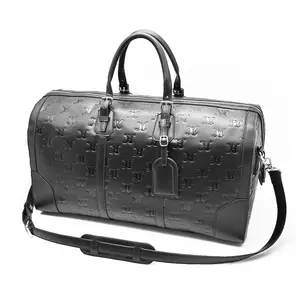 Yüksek kalite özel kabartmalı Logo dayanıklı büyük kapasiteli depolama PU deri silindir seyahat çantası - Product Image 3